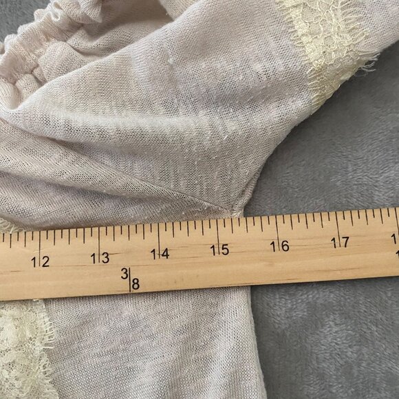 American Rag Boho Off-The-Shoulder Lace Bell Sleeve‎ Oat Color Top Size S - Picture 8 of 10